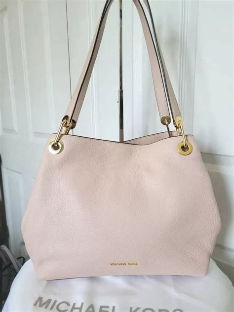 michael michael kors raven pebble leather tote in soft pink|Michael Kors raven large tote.